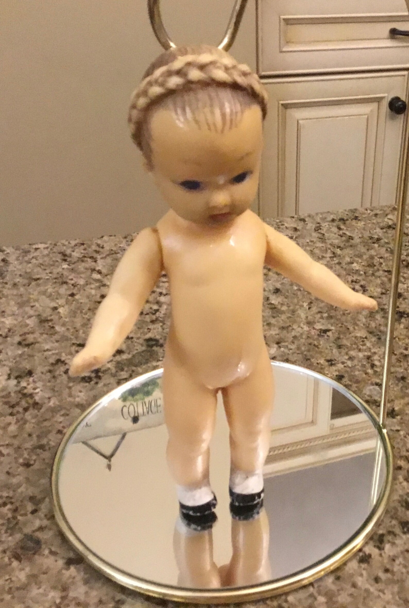 Antique Rubber Doll Hand Painted Face With Plaited Hair Etsy