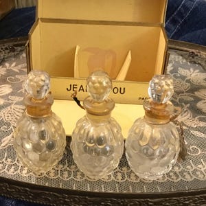 Vintage Jean Patou Miniature French Crystal Perfume Bottles - Set of 3 - Made in France - 1930’s