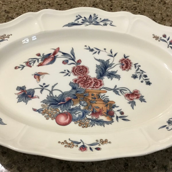 Wedgwood Williamsburg Potpourri Oval Serving Platter - Large Meat Plate - 16” - Made in England - 1980’s