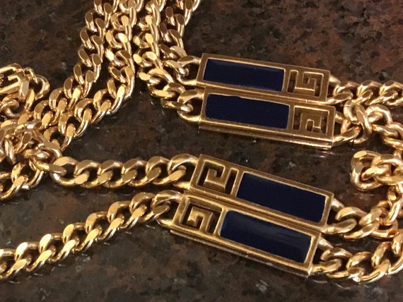 Vintage Givenchy Gold Tone and Blue Enameled Stat… - image 3