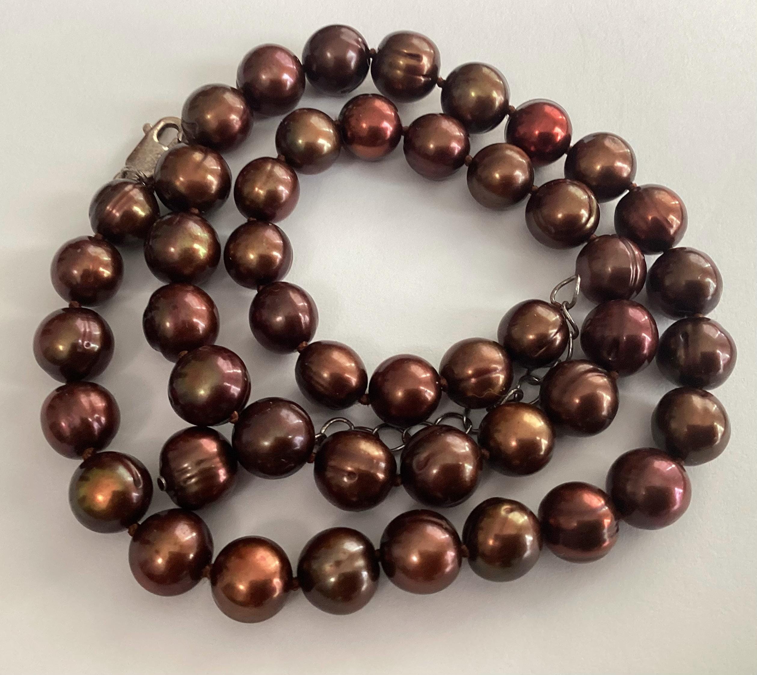 Genuine Pearl Necklace - Baroque Bronze Chocolate Pearls