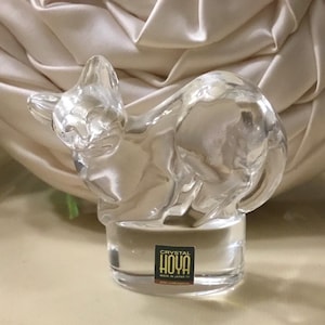 Kristall Katzen Figur - Hoya Japan - Sitzende Katze Briefbeschwerer