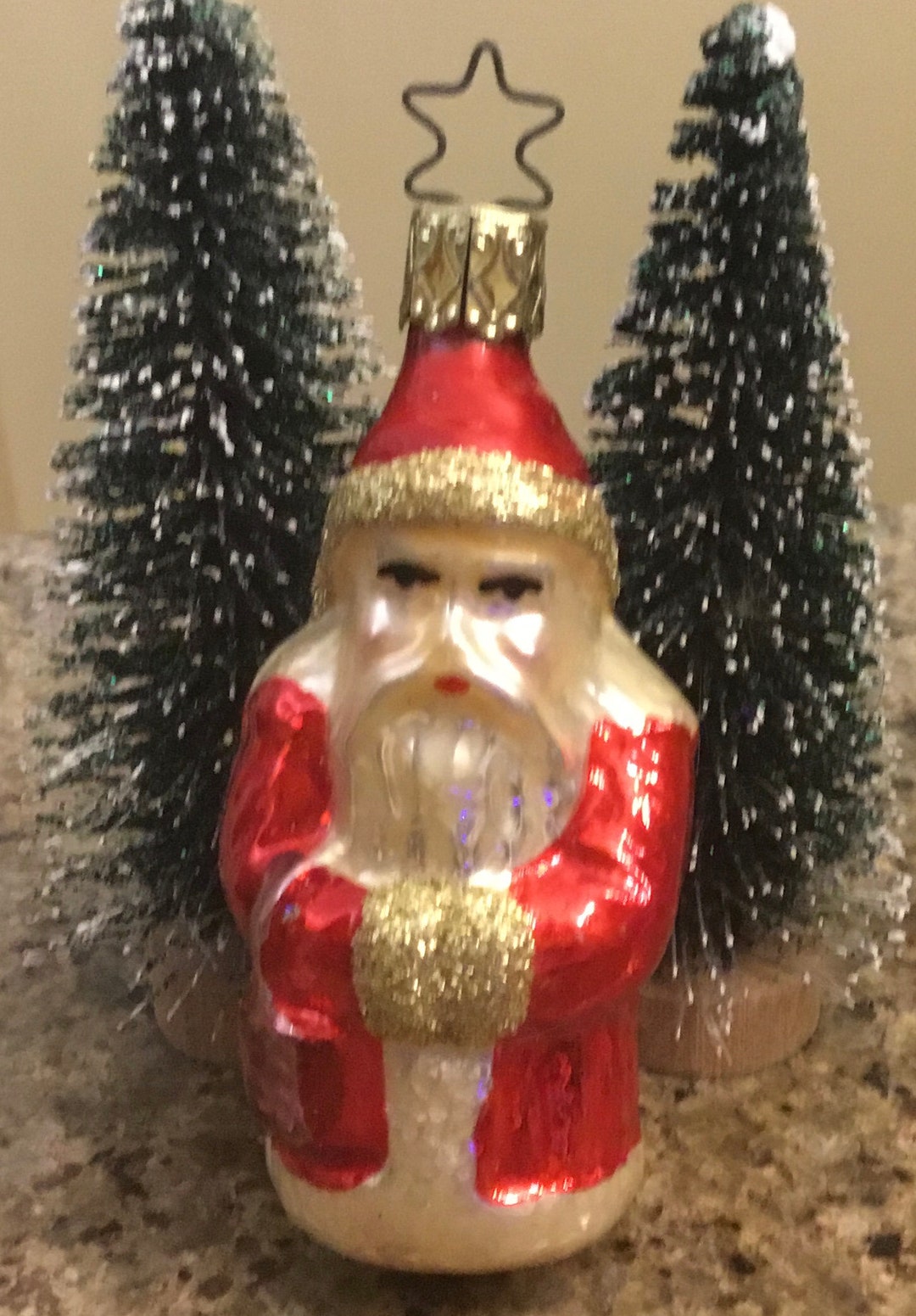 Vintage German Inge Glass Santa Claus Mercury Glass Ornament Hand