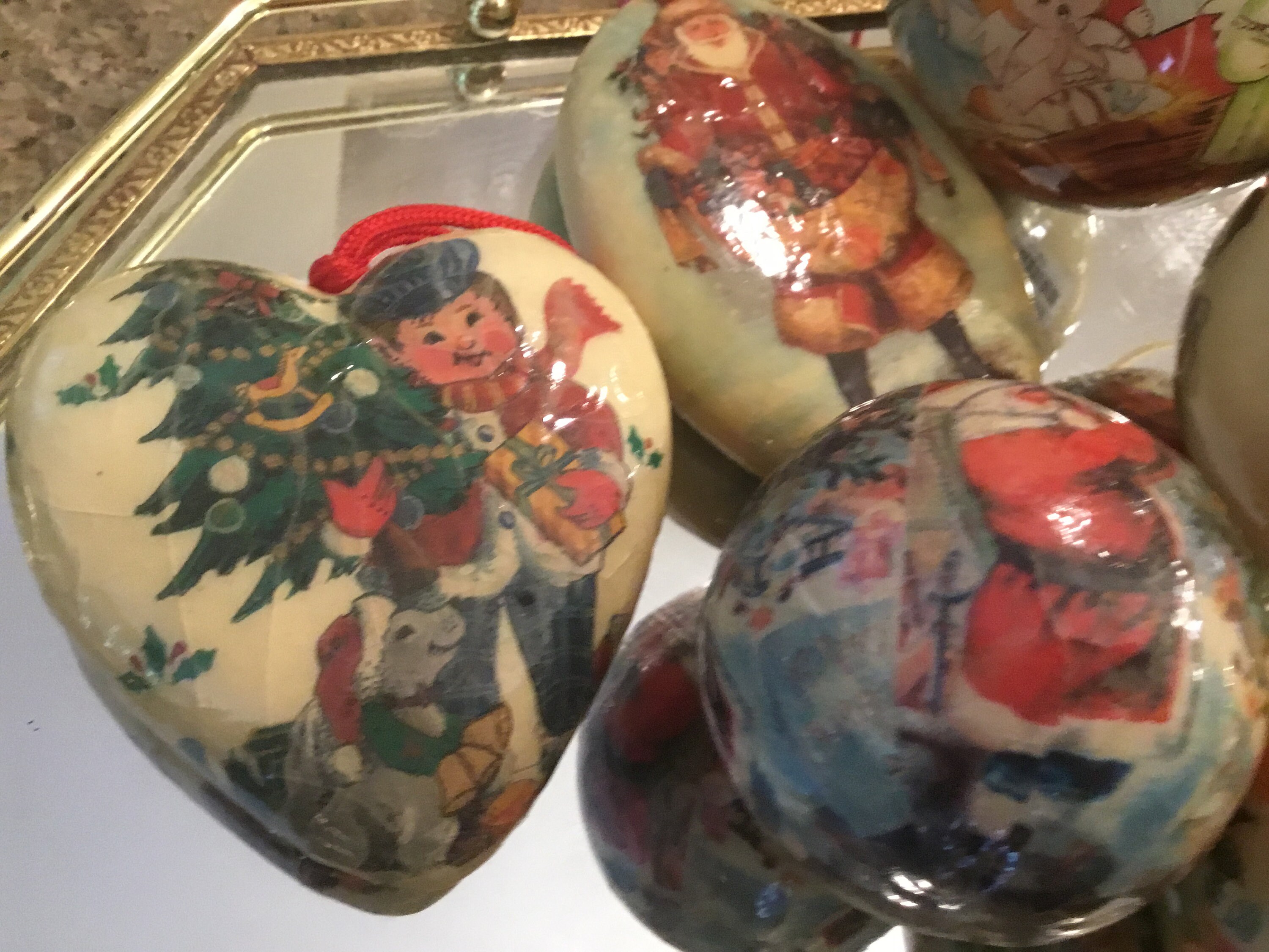 Vintage Paper Mache Christmas Ornaments 