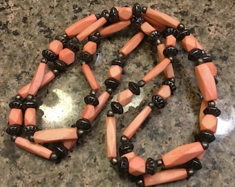Natural Coral Bead Necklace - Vintage Hand strung