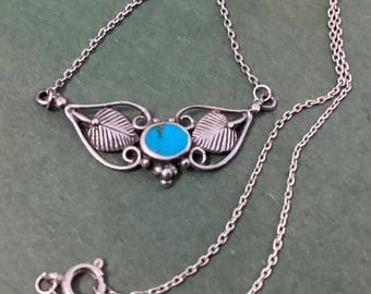 Navajo Sterling Silver Turquoise Necklace - Hand Made Artisan Pendant