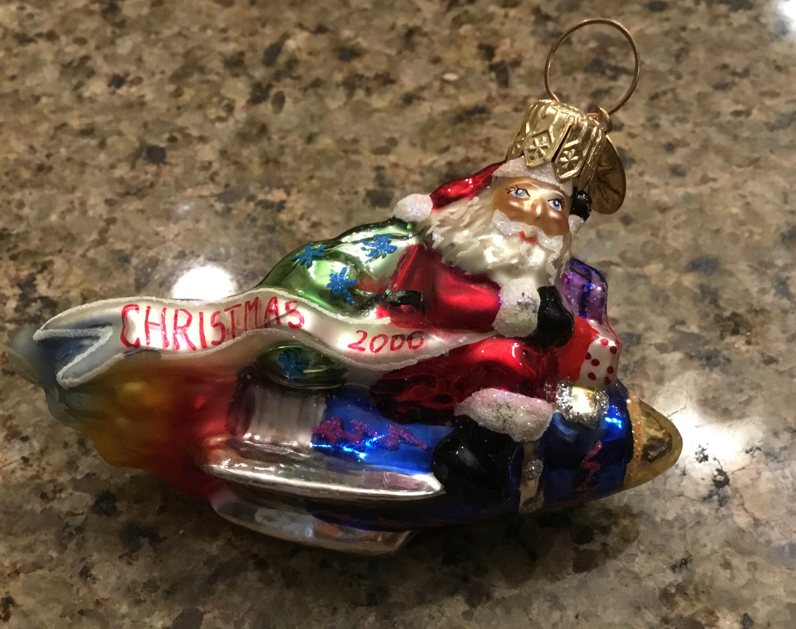 Vintage Christopher Radko Ornament - Santa on Spaceship - Year
