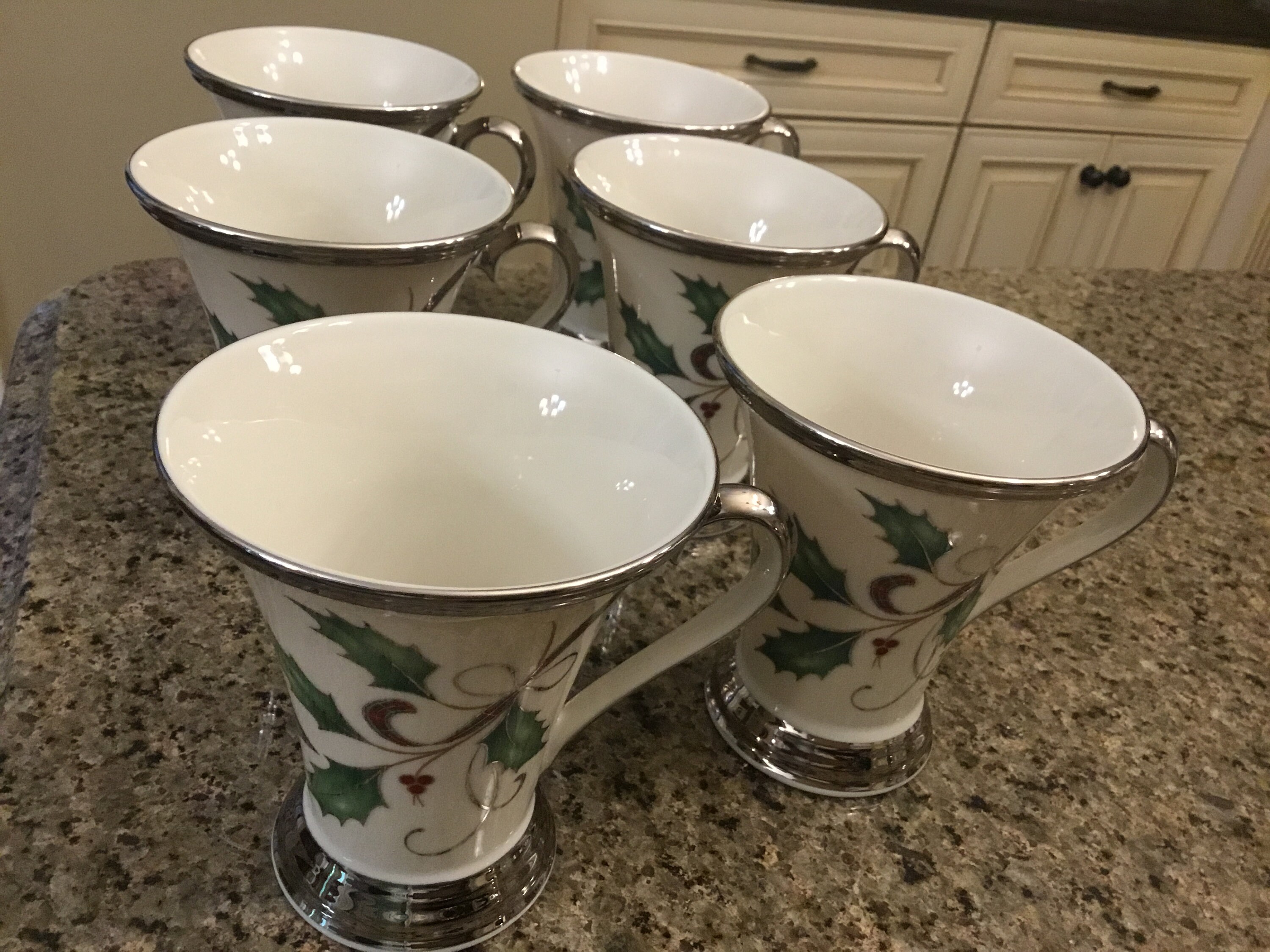 Rare Lenox Holiday Nouveau Platinum Christmas Cafe Latte Mugs Etsy
