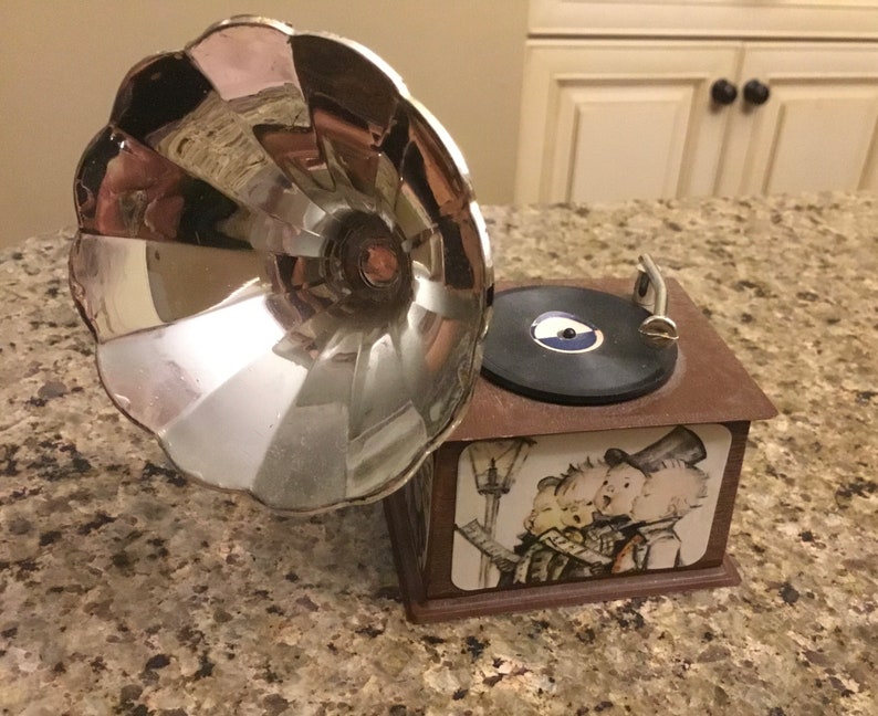 Rare Vintage Miniature Gramophone Music Box M.I.M. Lador Inc Hard