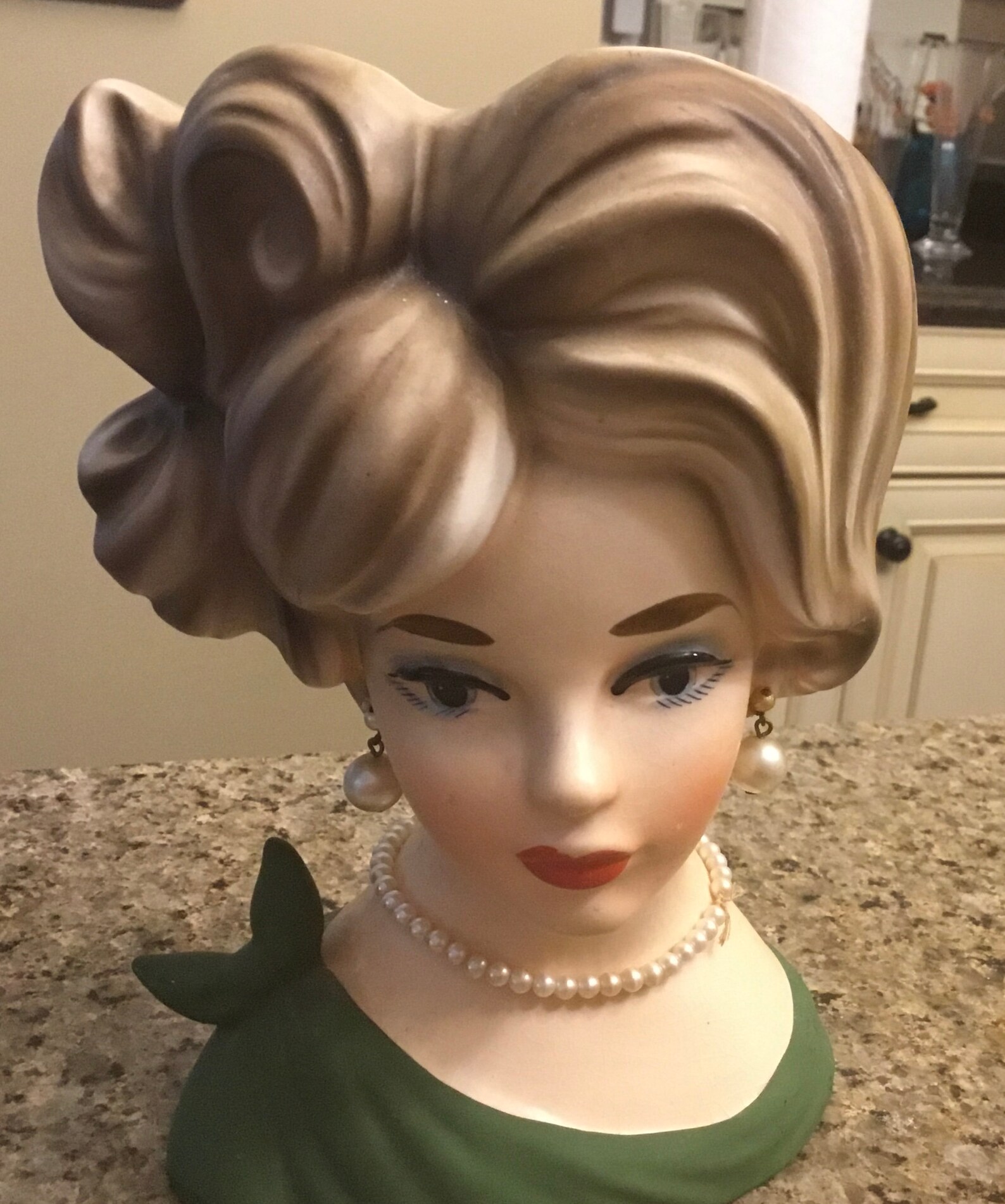 Vintage Napco Porcelain Head Vase Beautiful Lady With Pearls Etsy