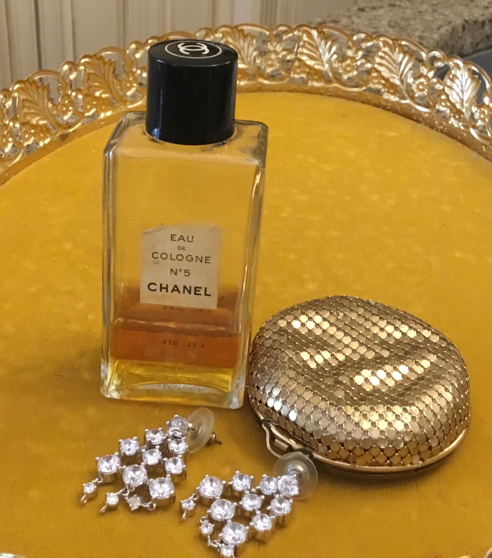 Rare Vintage Eau De Cologne No 5 Chanel - 2 Oz Splash Bottle