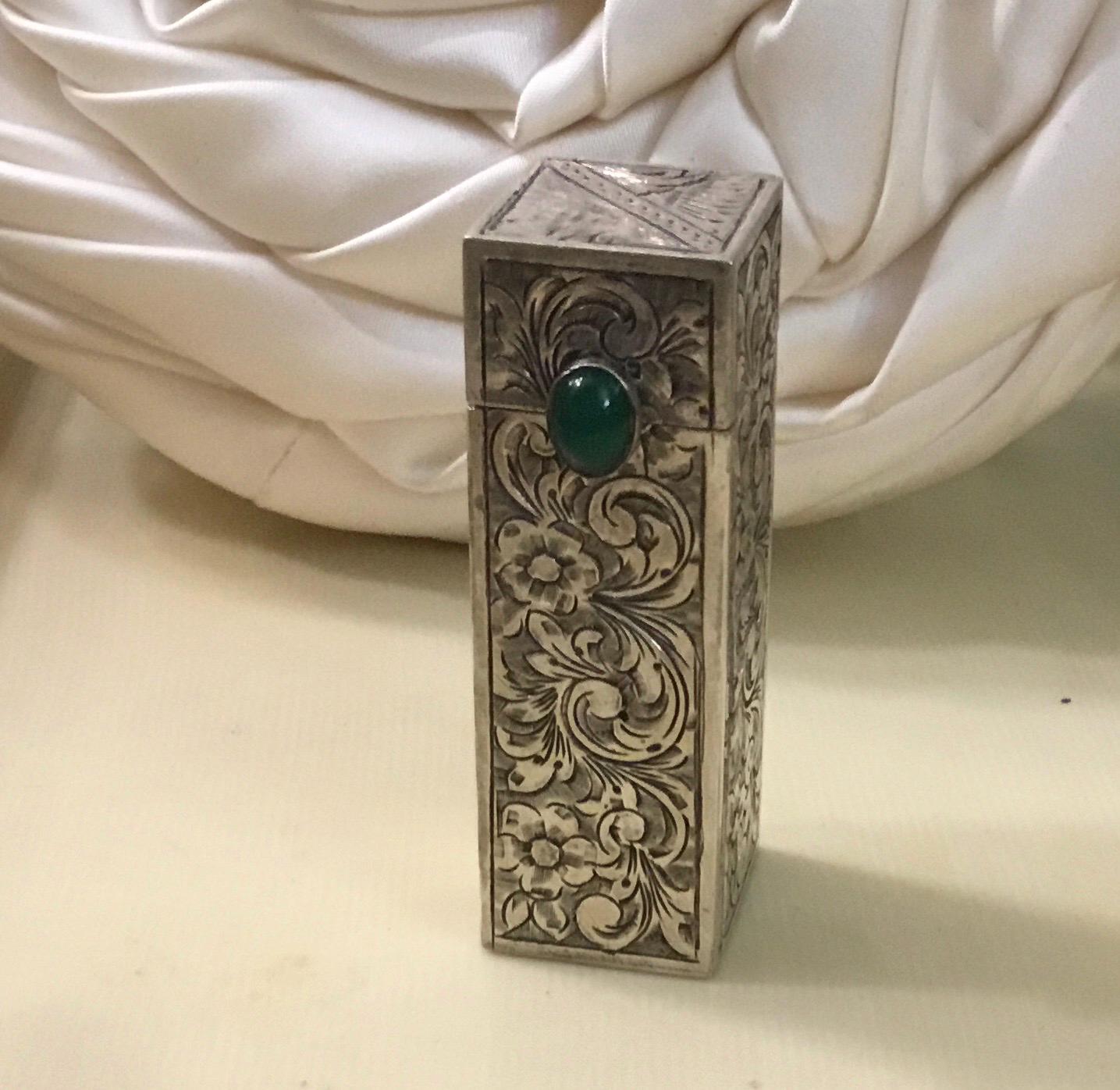 Art Deco Silver Lipstick Case - Antique Italian 800 Silver