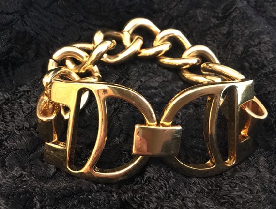 Chunky Gold Tone Bracelet - Ralph Lauren Signed - Vintage 1980's