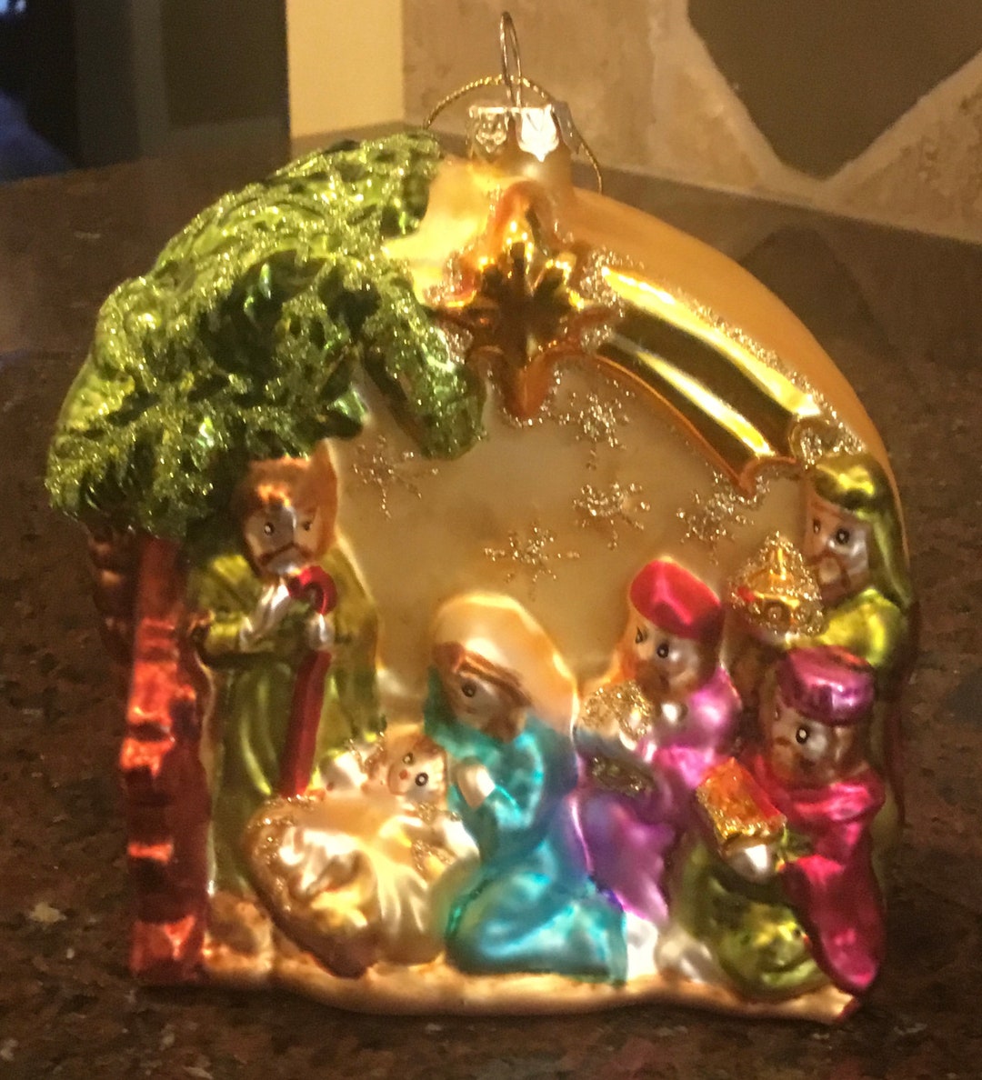 Mercury Glass Christmas Nativity Ornament Hand Blown Glass Etsy