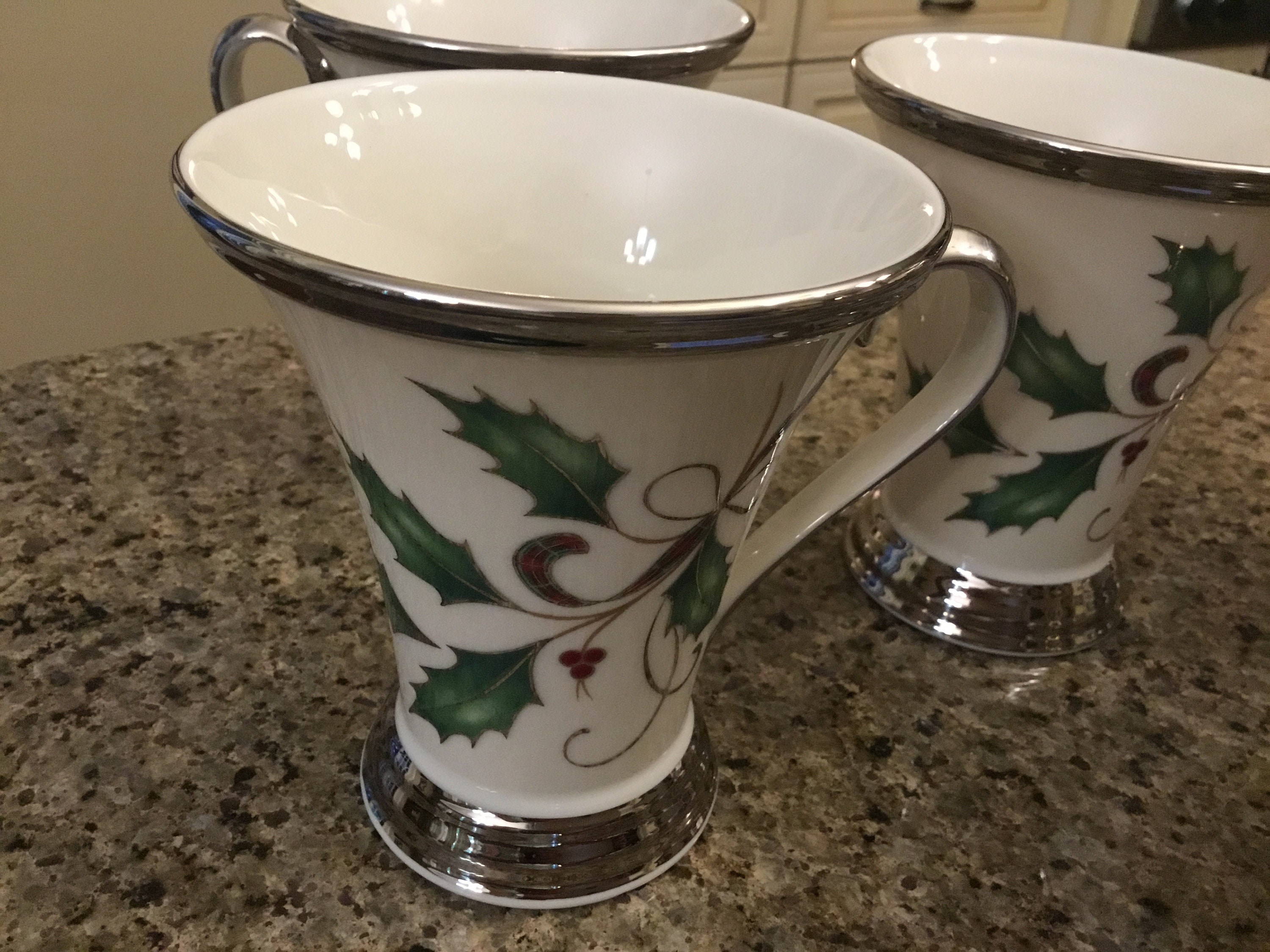 Rare Lenox Holiday Nouveau Platinum Christmas Cafe Latte Mugs Etsy