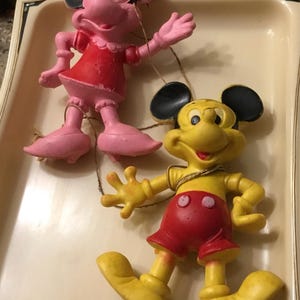 Vintage Disney Mickey and Minnie Mouse Rubber Hanging Toys - Set of 2 - 1960’s
