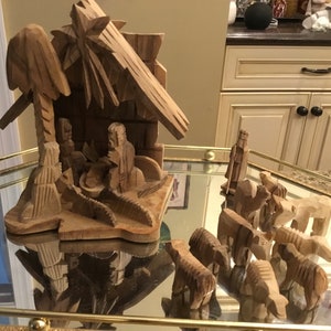 Vintage Olive Wood Nativity Set - Made in Israel