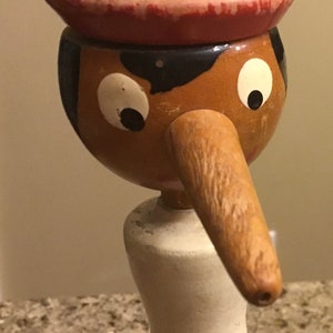 Antique Childs Hand Painted Wooden Valet Pinocchio - Made in Italy - 1800’s