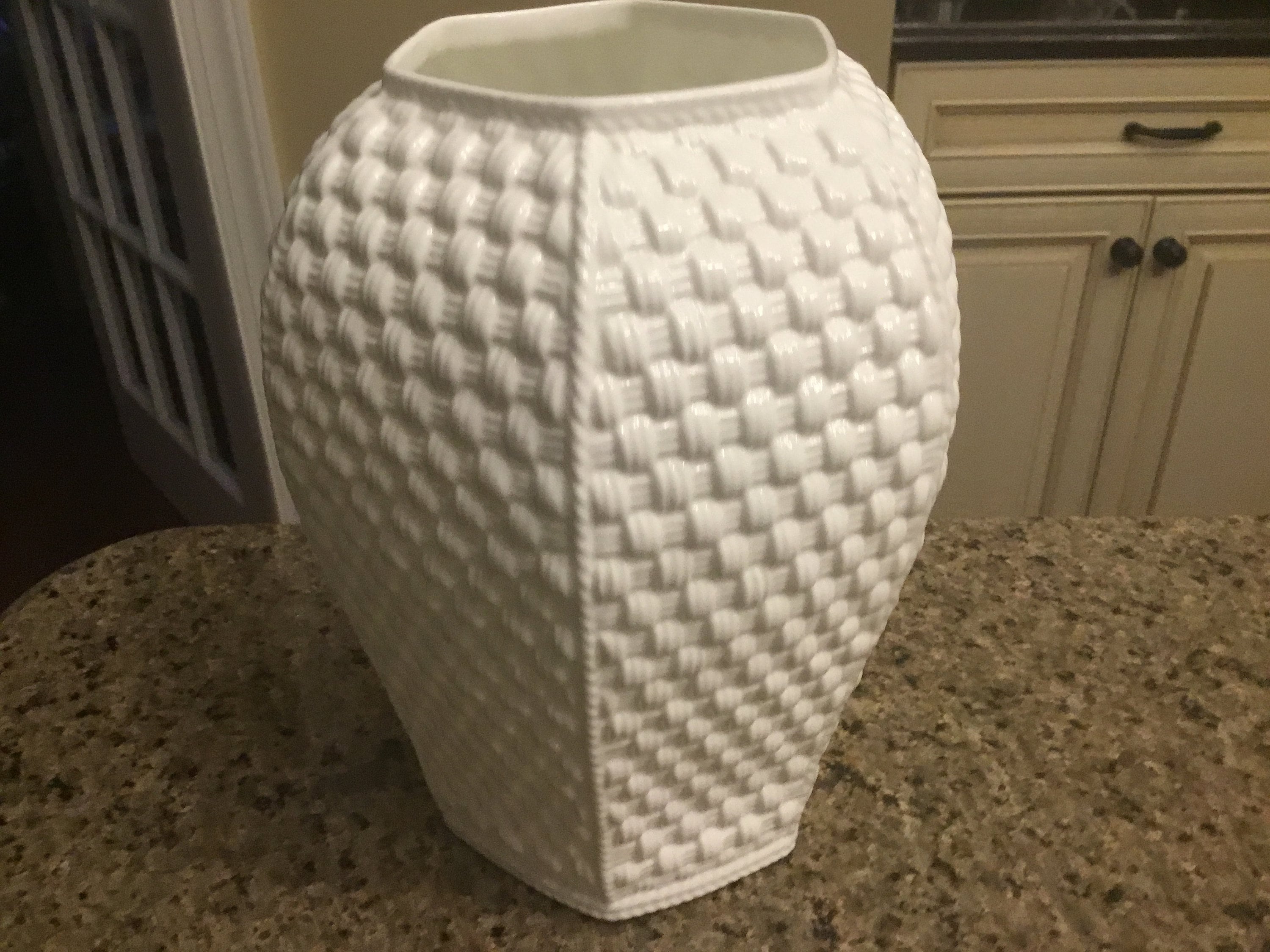 Rare Tiffany and Co. White Basketweave Vase Designed by Sybil