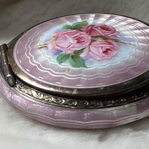 Antique Sterling Silver and Guilloche Enameled Compact Locket
