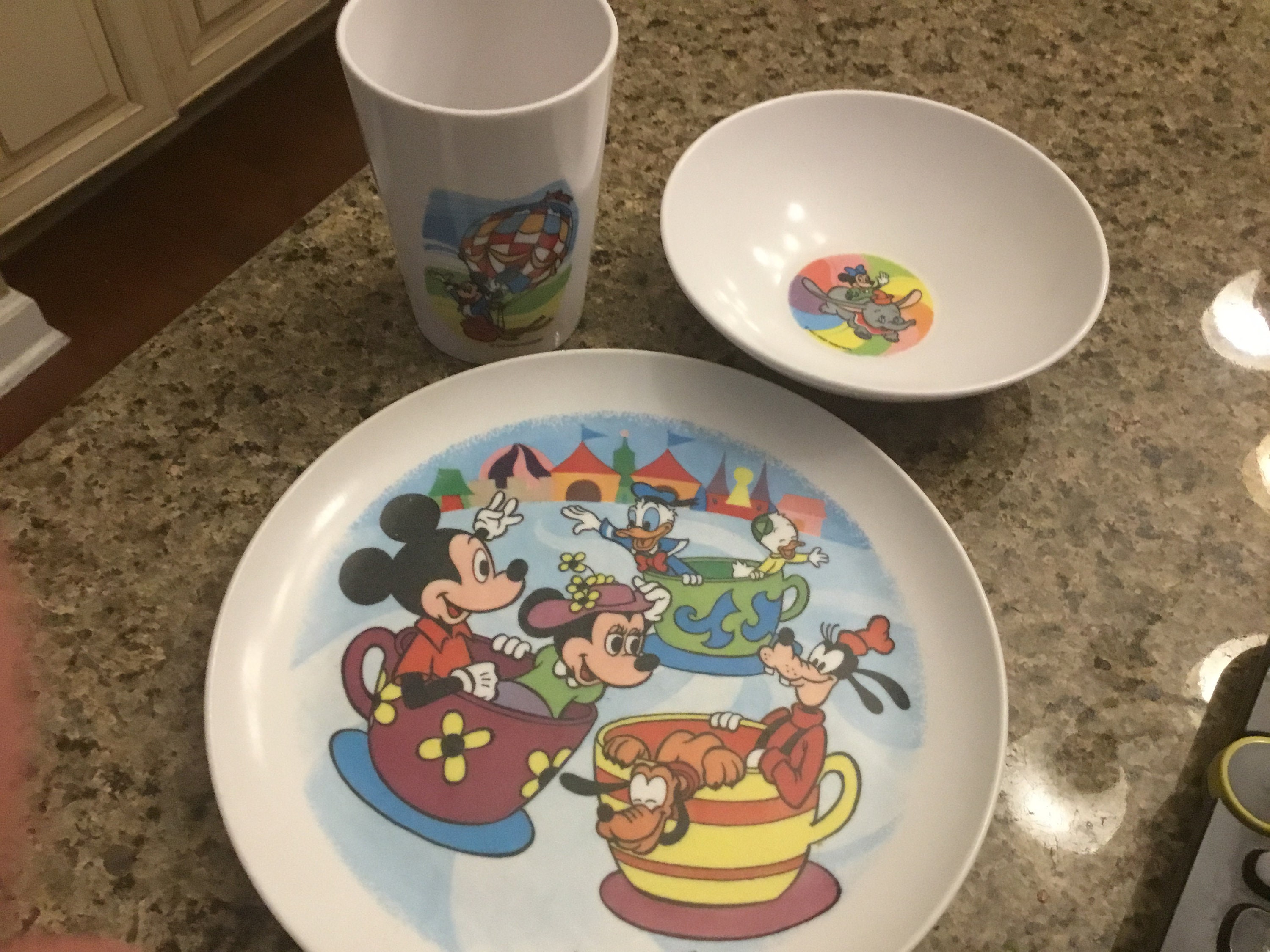 Vintage Walt Disney Productions - Childs Melamine Cup, Bowl and