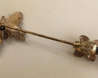 Miriam Haskell Butterfly Hat Pin Gold Tone - 1950 display picture 2