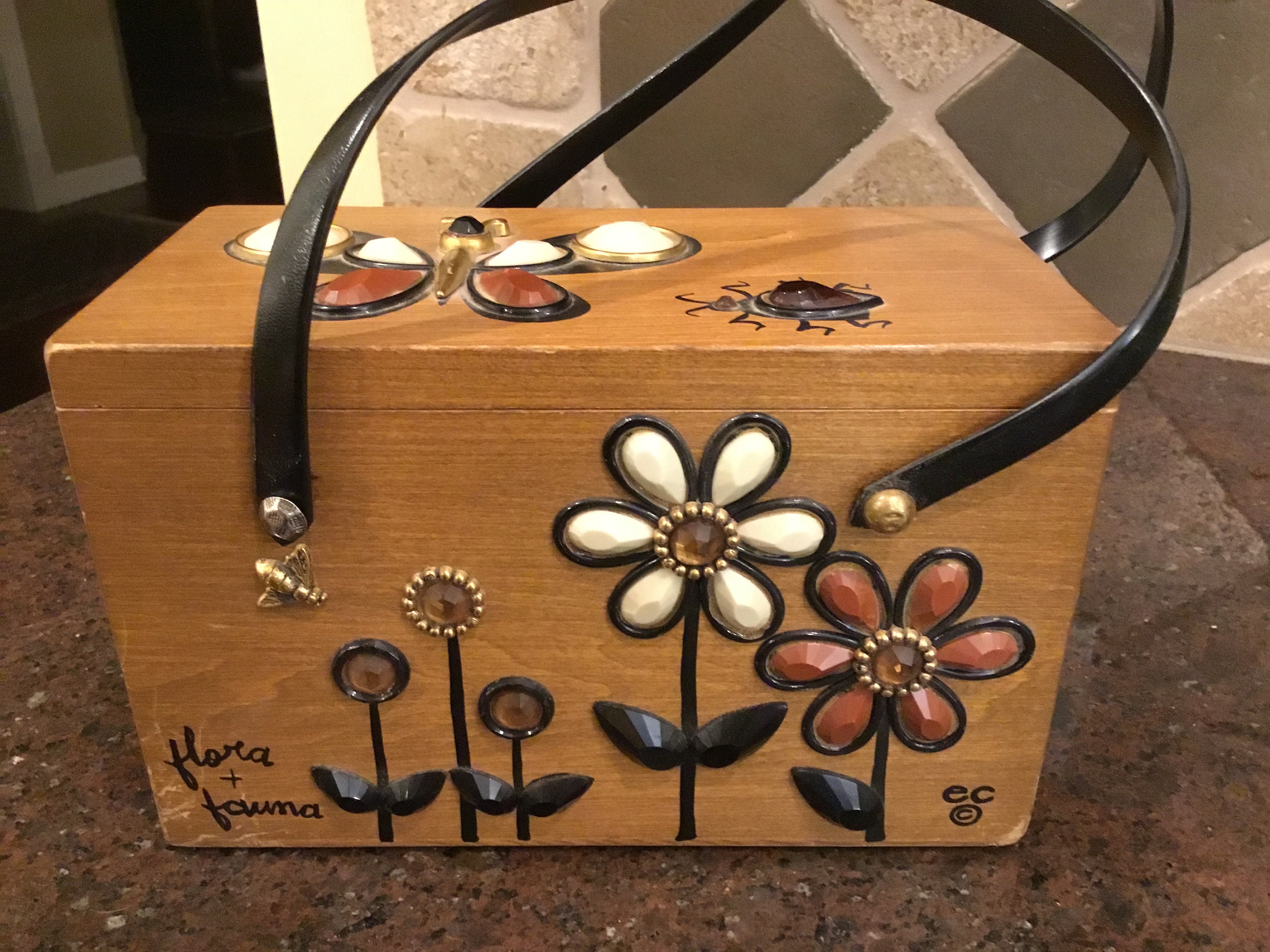 ♕エニッドコリンズ✴︎1960‘s◆Enid Collins✴︎Box bag◆✴︎ Enid Collins of Texas Vintage Box Purse - Flora and Fauna