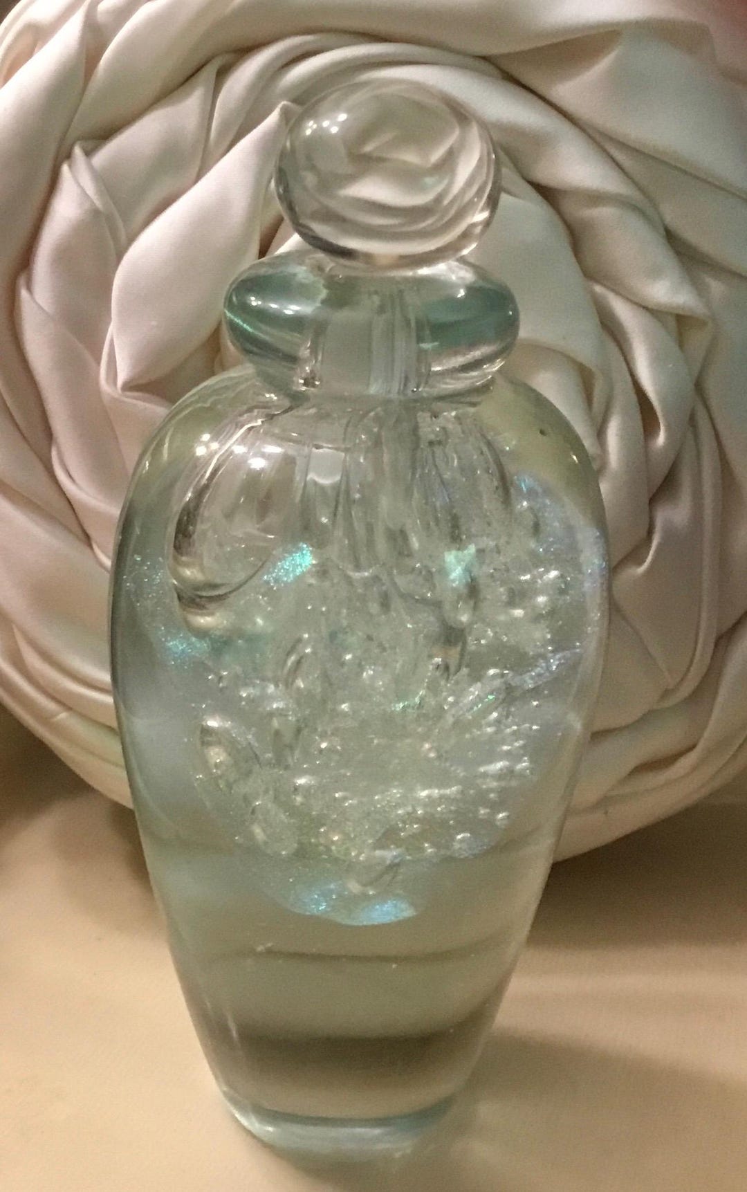 Robert Eickholt Art Glass Perfume Bottle With Stopper Pale