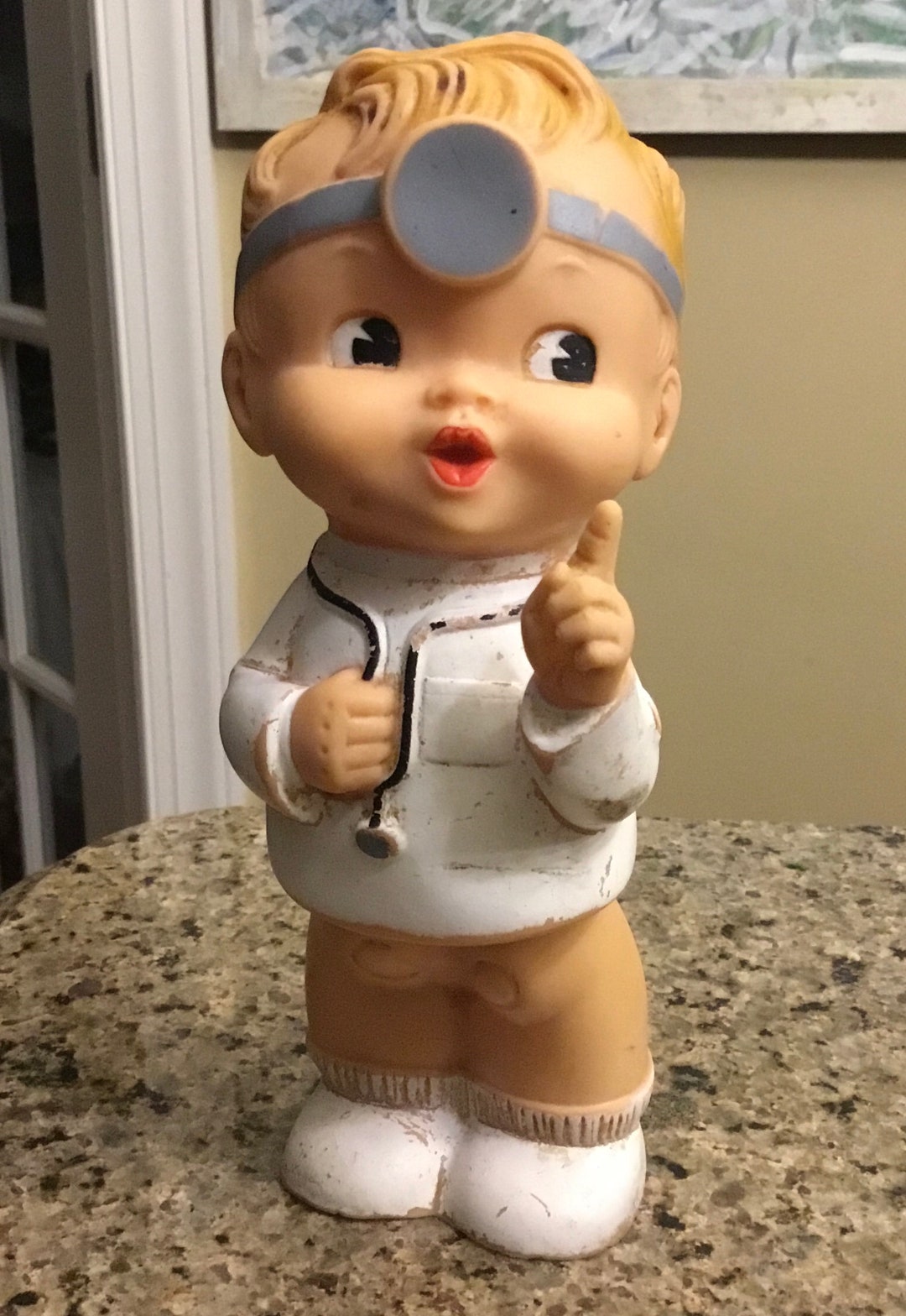 Gund Rubber Squeaky Doll Kewpie Style Baby Doctor German Vintage Toy