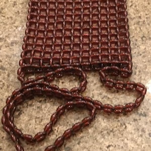 Retro Groovy Beaded Purse - Hard Plastic Beads Dark Amber - 1970’s