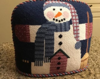 Needlepoint Snowman Doorstopper Shelf Sitter Christmas Decor - Completed Needlepoint Snowman