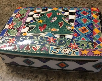 Vintage Mikasa Christmas Tree Porcelain Trinket Box - Made in Japan