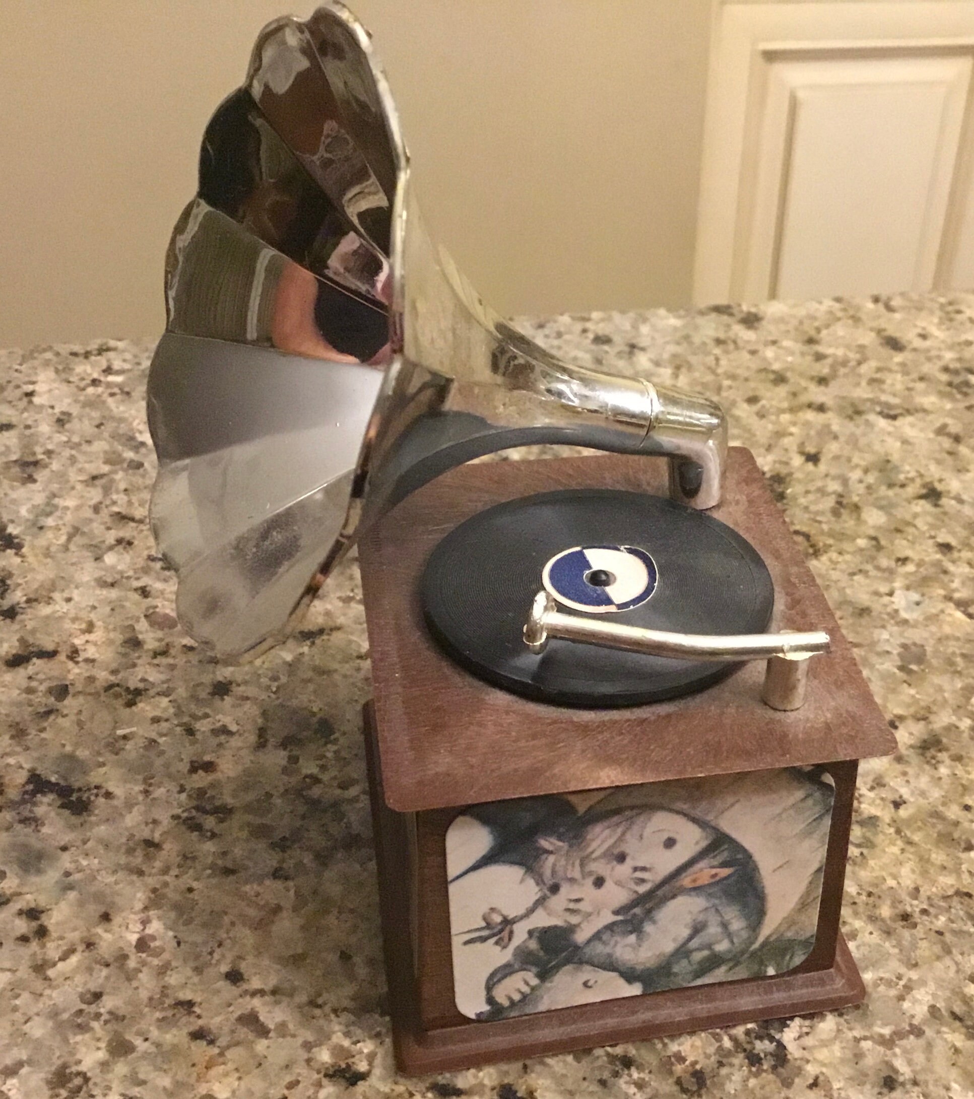 Rare Vintage Miniature Gramophone Music Box M.I.M. Lador Inc Hard