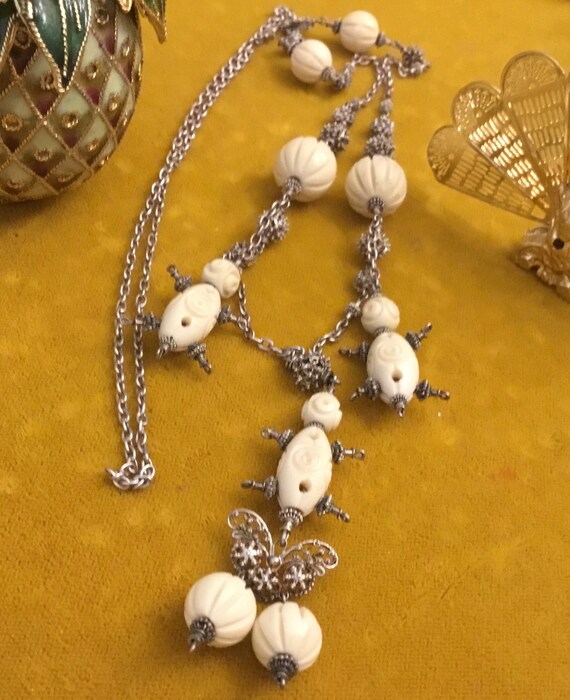 Rare Unique Victorian Silver Necklace Antique Hand Carved Etsy