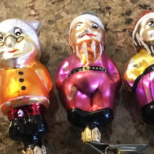 Christopher Radko Pixie Elf Ornaments - Rare Vintage Clip on Collectors Glass Ornaments - Set of 3 - 1990’s
