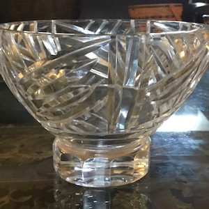 French Crystal Bowl - Vintage signed piece - Daum Cut Crystal - Nancy France
