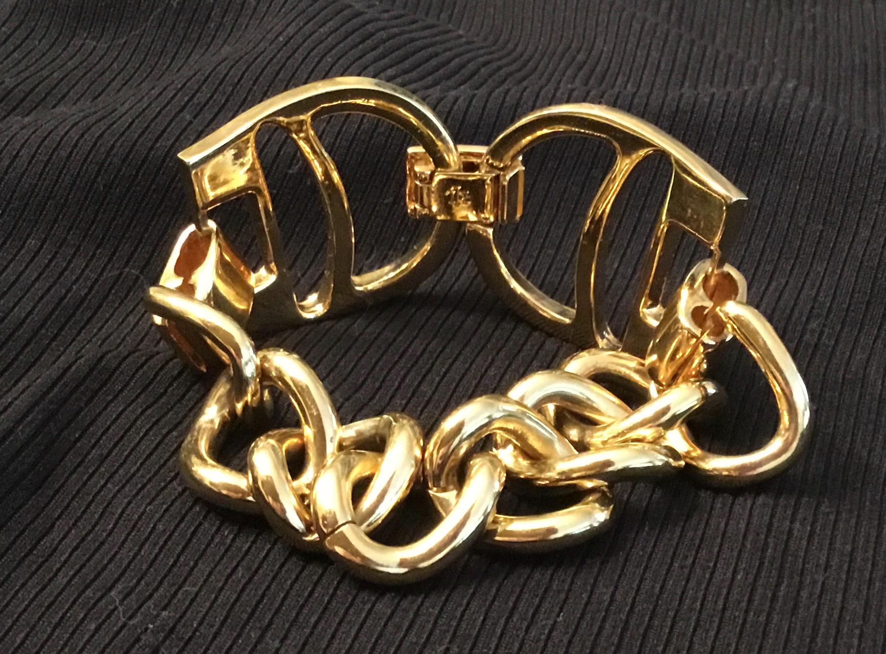Chunky Gold Tone Bracelet - Ralph Lauren Signed - Vintage 1980's