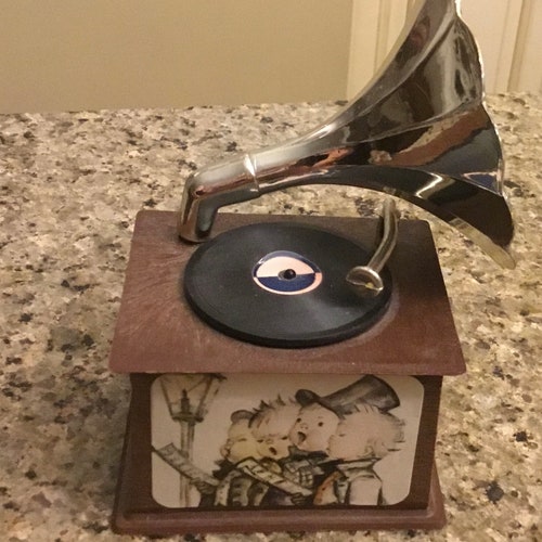 Rare Vintage Miniature Gramophone Music Box M.I.M. Lador Inc Hard
