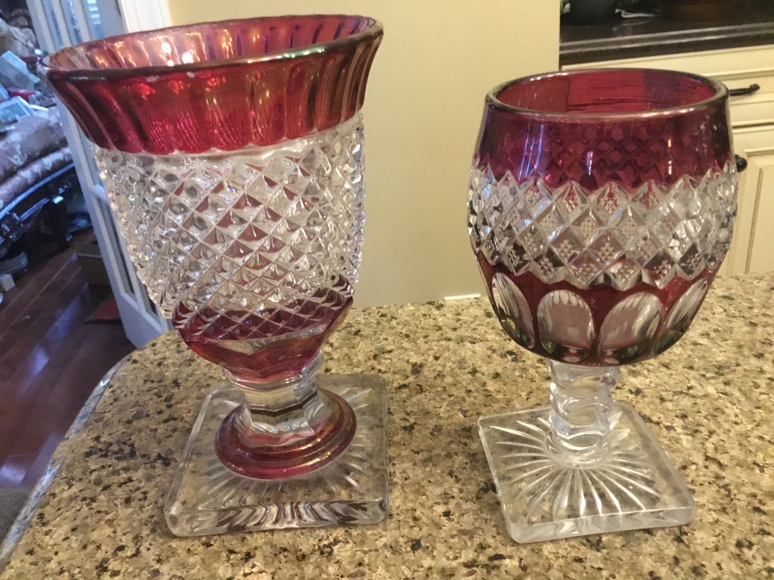 Vintage Ruby Glass Westmoreland Pedestal Goblets Set of Two Etsy