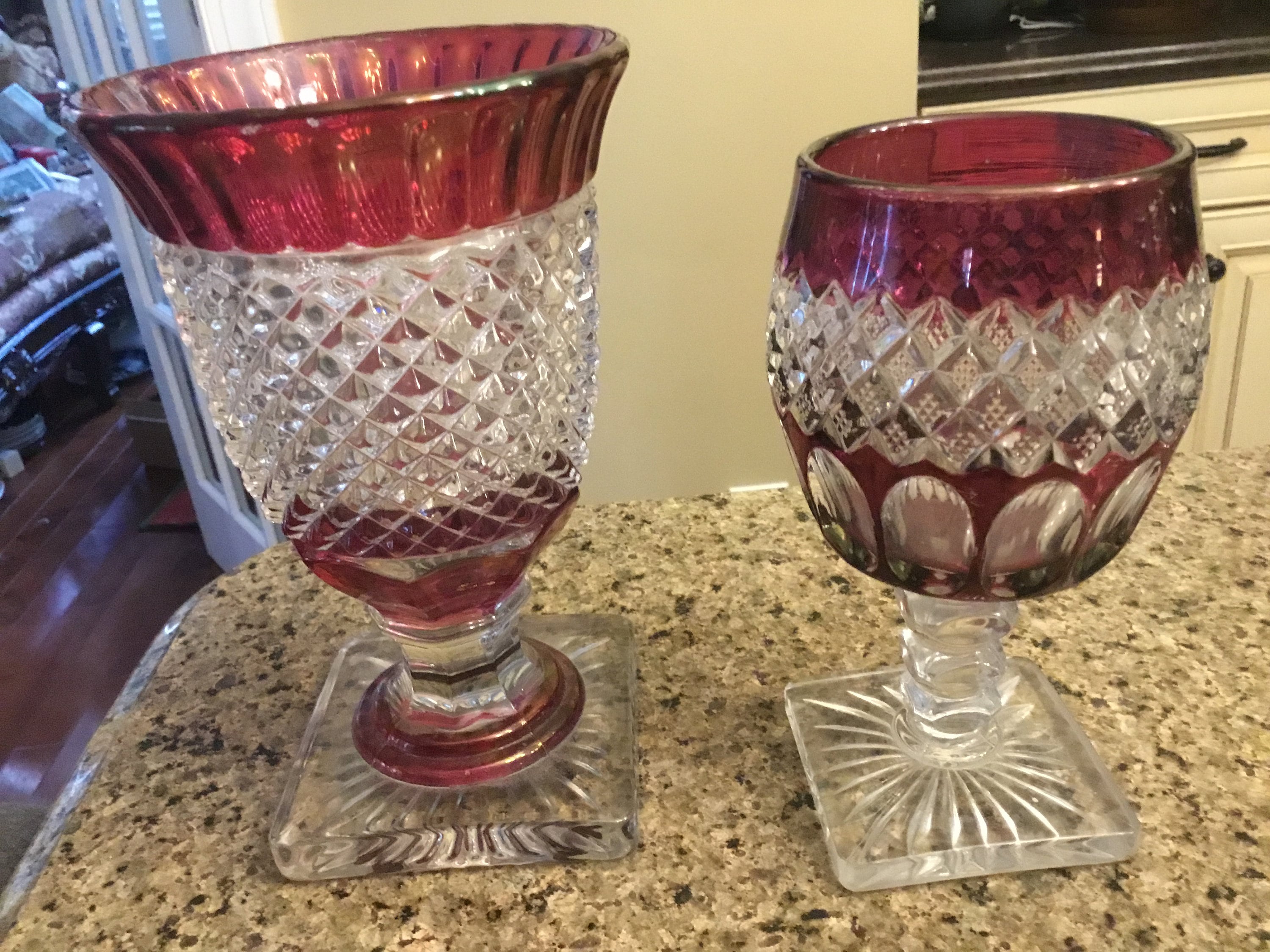 Vintage Ruby Glass Westmoreland Pedestal Goblets Set of Two Etsy