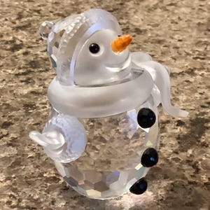Vintage Swarovski Crystal Christmas Snowman Figurine - 1990’s
