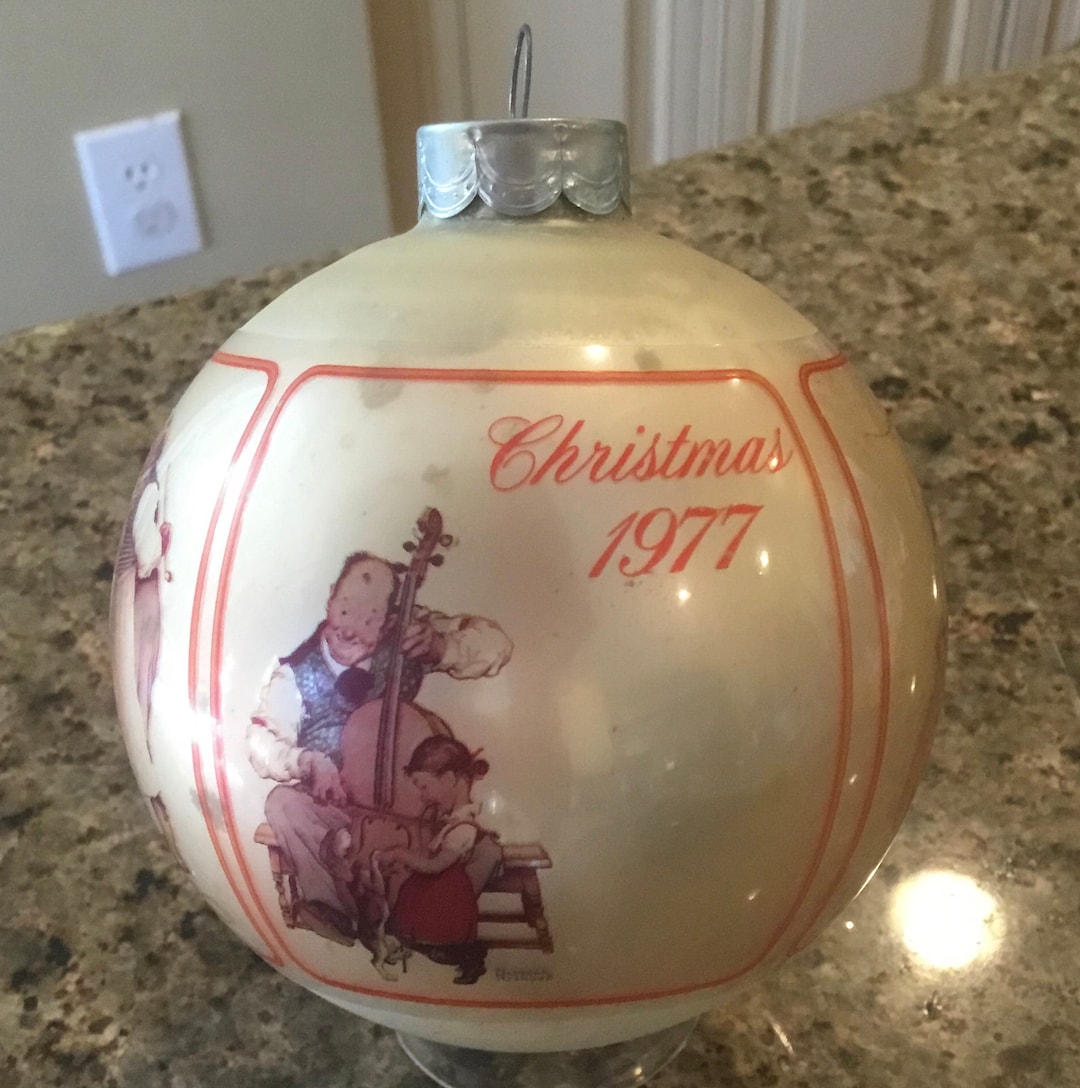 Vintage Hallmark Christmas Ornament 1977 Norman Rockwell Glass Ornament