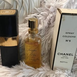 Vintage Chanel No 5 - Spray Cologne - Iconic Purse Spray Bottle with Full Refill Bottle - 1.7 Fl oz - 1970’s