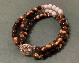 Tiger’s Eye and Rose Quartz 14kt GF Beaded Bracelet
