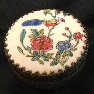 Trinket Box - Exotic Bird of Paradise in a Floral Tree