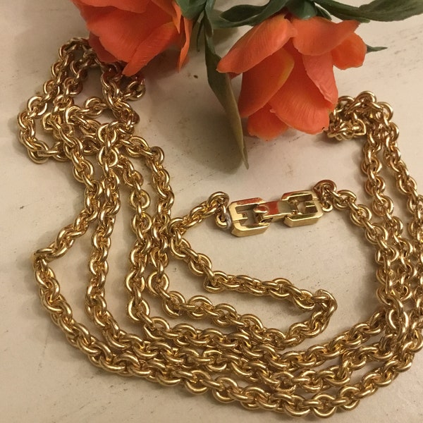 Rare Vintage Givenchy Gold Plate Chain Necklace - 26” - Designer Necklace - 1980’s - Classic Style