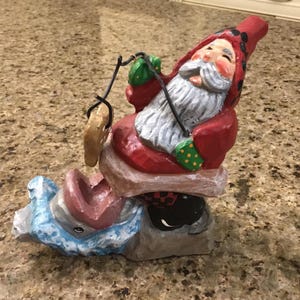 House of Hatten - Babbo Natale pescatore - Figurina natalizia di arte popolare americana - Paul F Bolinger - Anno 2000