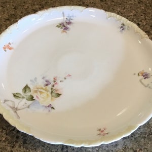 Antique Rosenthal Monbijou German Serving Plate Yellow Rose Scalloped Plate - Bavaria 1900’s