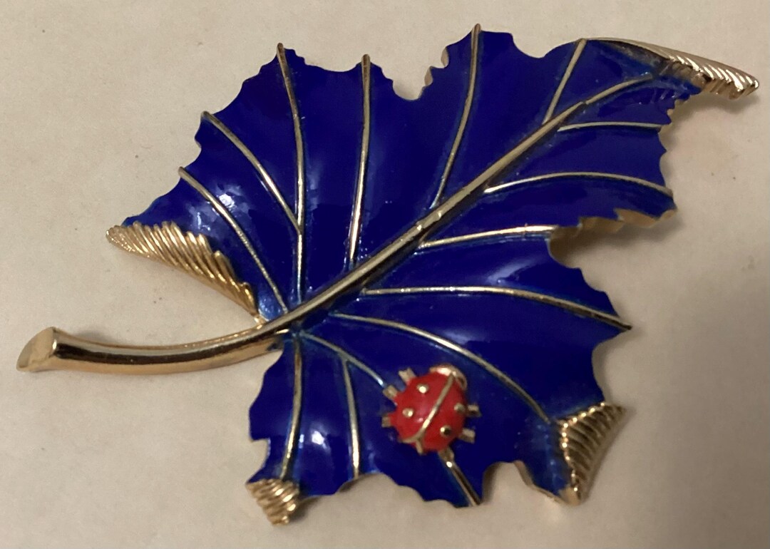 Rare Mid Century Crown Trifari Blue Enamel Brooch With Ladybug - Etsy