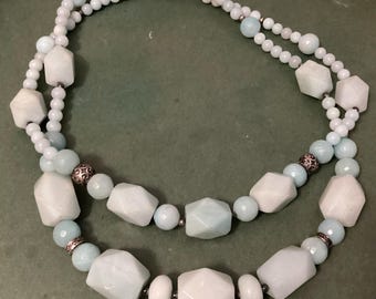 Chunky Peruvian Opal Double Strand Hand Made Natural Gemstone Necklace